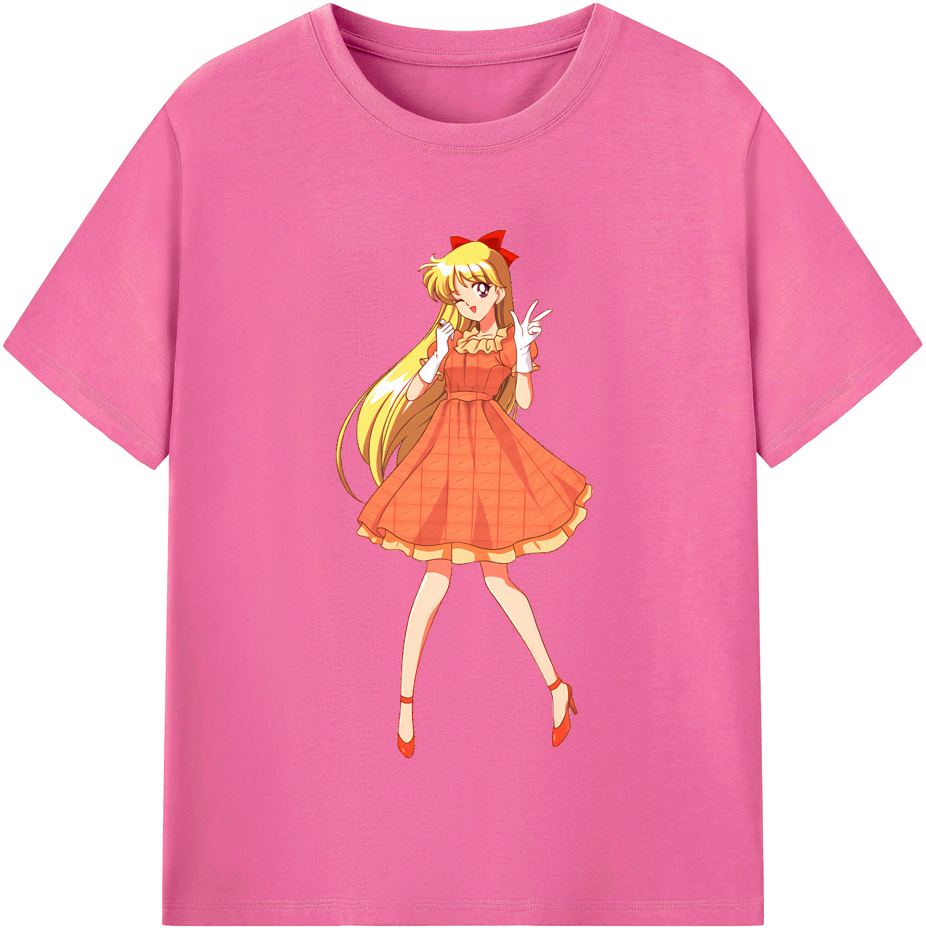 （画像用） 美少女戦士セーラームーン 愛野 美奈子 あいの みなこ Sailor Moon Aino Minako レディースカジュアルプリントTシャツ（綿100％）